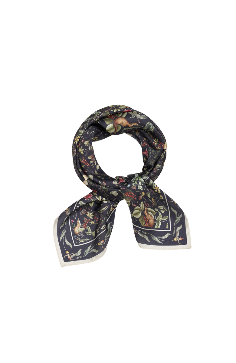 Fable England Wolf Garden Navy Square Scarf, Alternate, color,