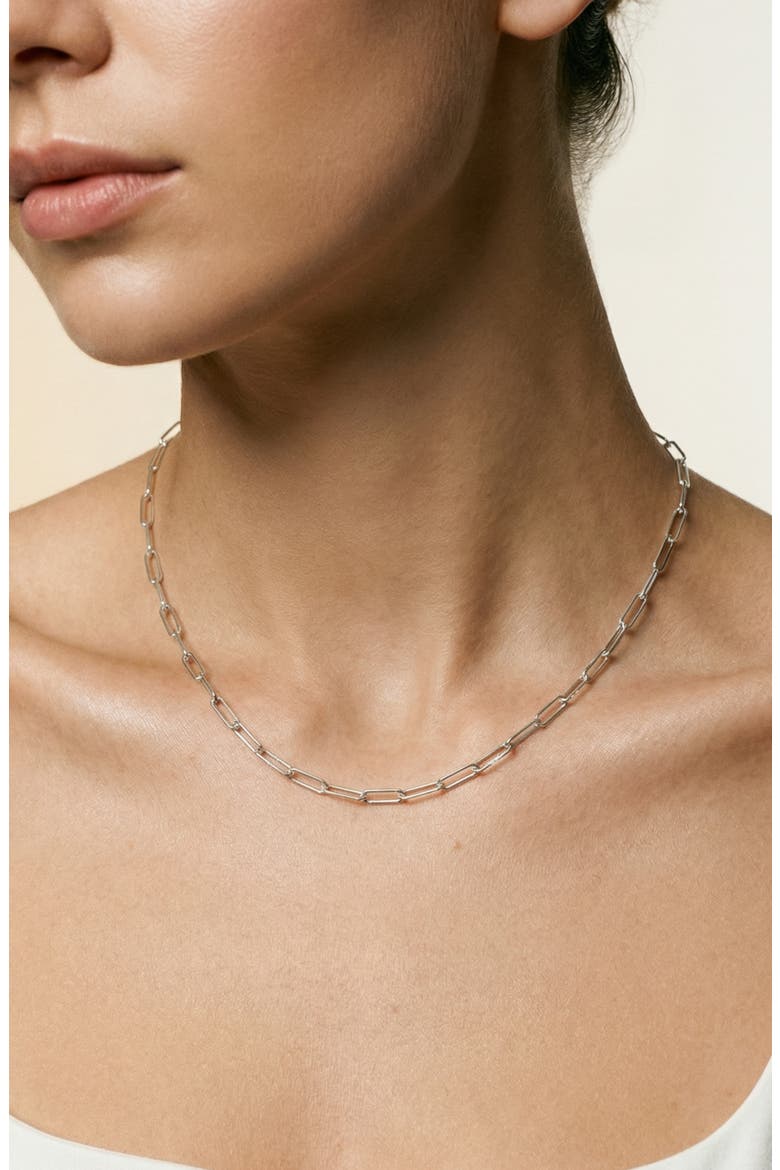 Paperclip Chain Necklace, Main, color, SILVER