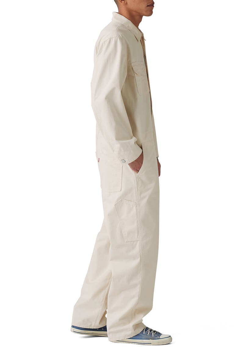 Stay Loose Long Sleeve Cotton Twill Coveralls, Alternate, color, ECRU TWILL RINSE
