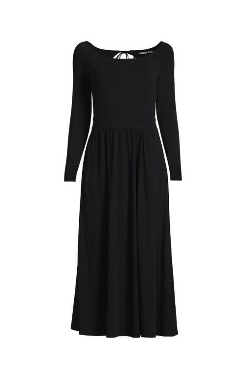 Lands' End Cotton Modal Off Shoulder Midi Dress In Black