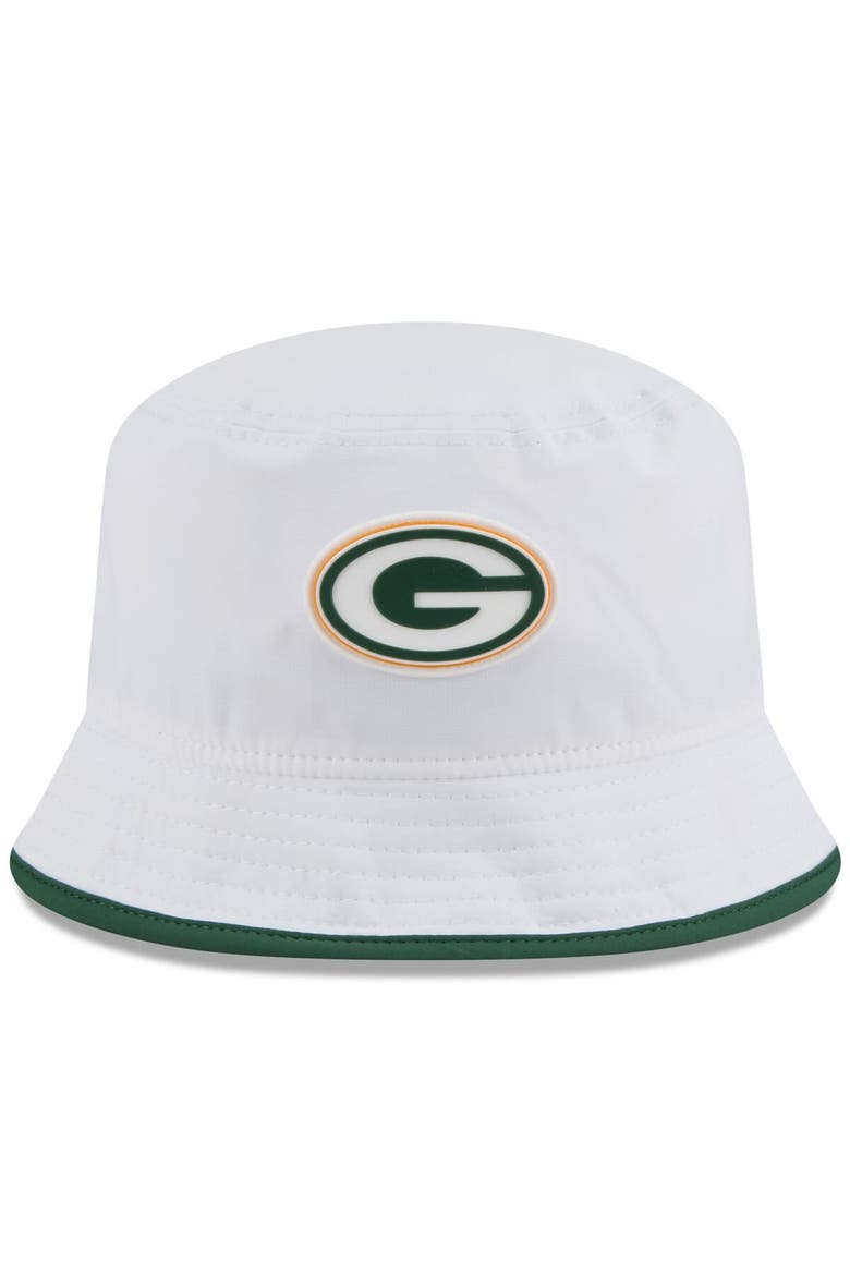 Men's New Era  White Green Bay Packers 2025 NFL Training Camp Stretch Bucket Hat, Alternate, color, White