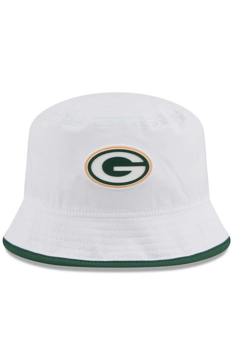New Era Men's New Era White Green Bay Packers 2025 NFL Training Camp Stretch Bucket Hat, Alternate, color, White