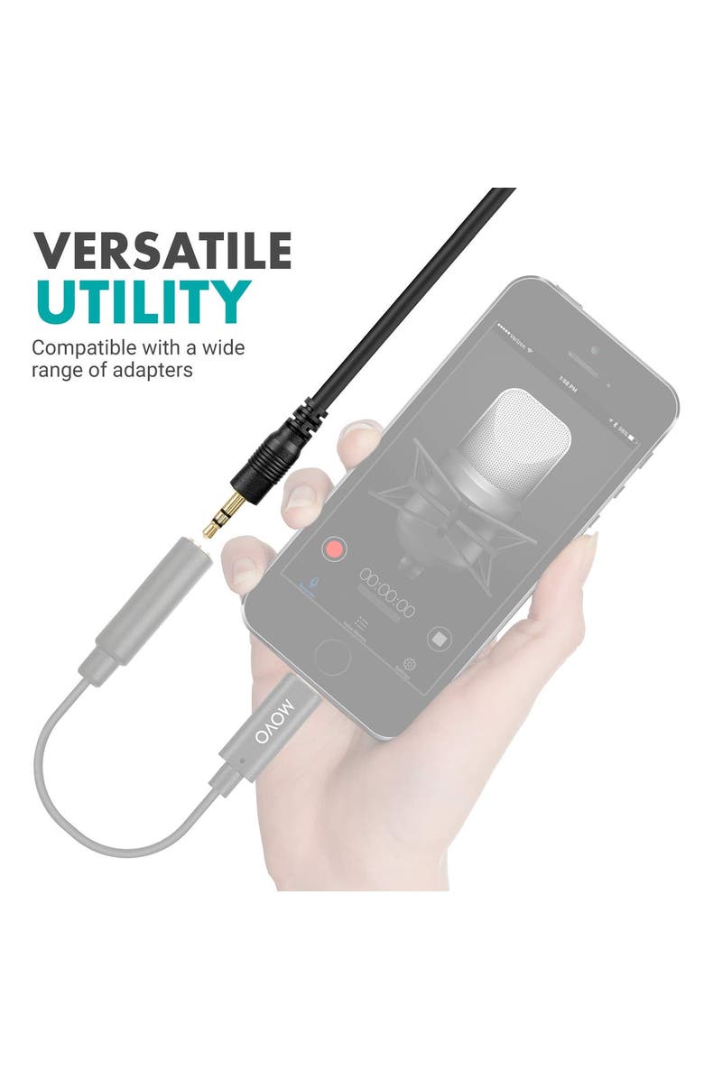 MOVO MC20 3.5mm TRS Female to Male Extension Cable - 20ft, Alternate, color, Black