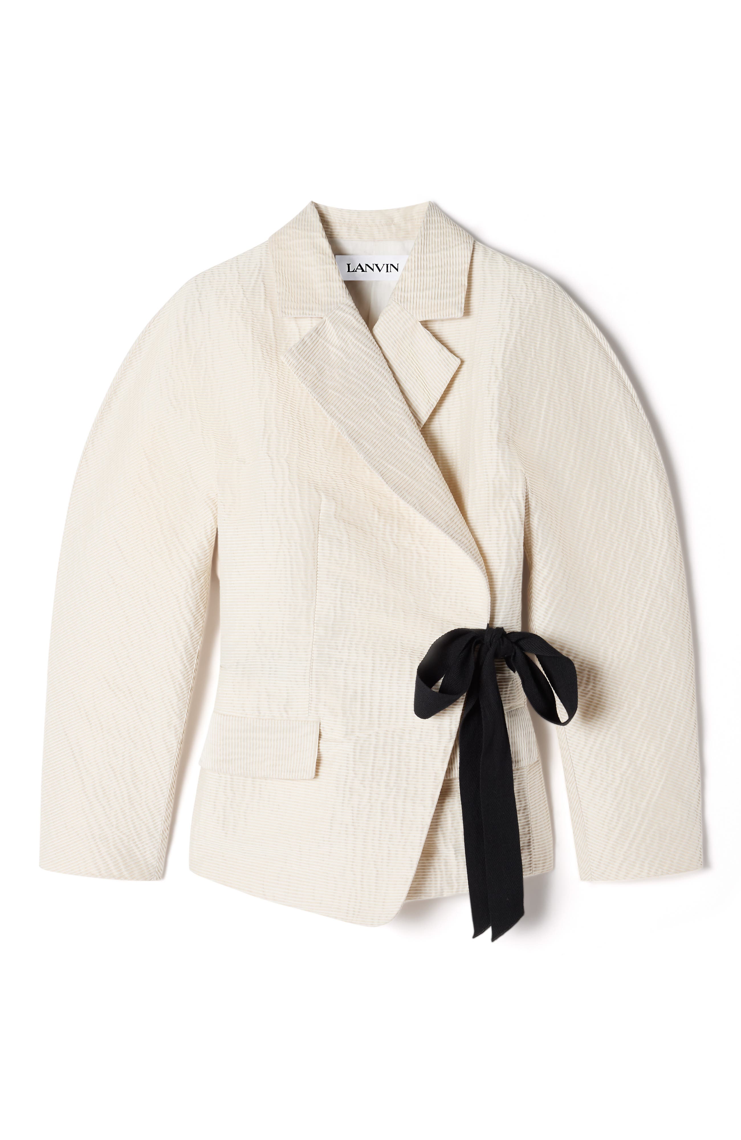 White Belted Jacquard Jacket - image 2
