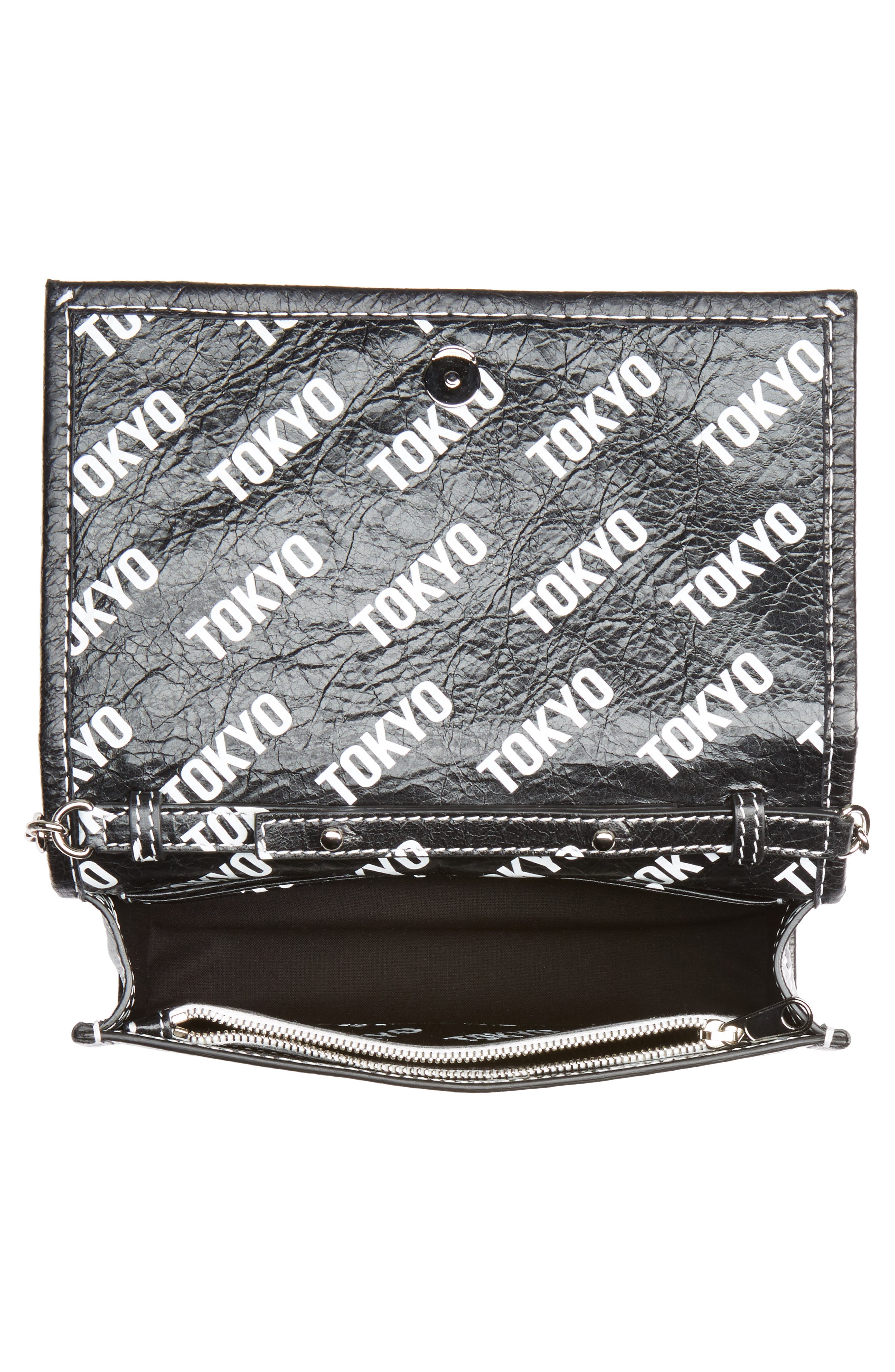 Bazar Printed Leather Wallet on a Chain, Alternate, color, TOKYO BLACK MULTI