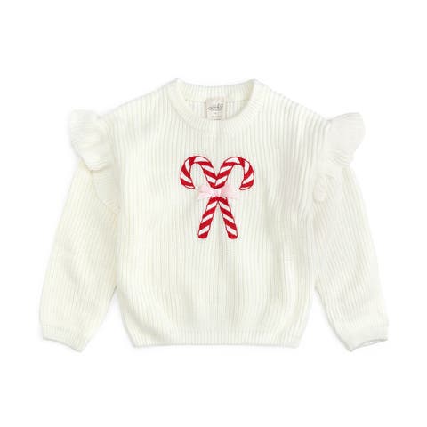 Candy Cane Christmas Ruffle Sweater