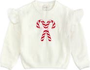 Sweet Wink Candy Cane Christmas Ruffle Sweater