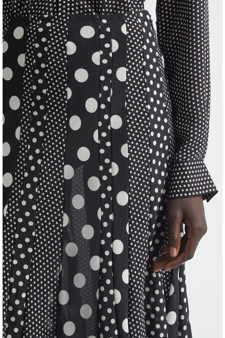 Polka Dot Georgette Midi Skirt, Alternate, color, BLACK/ WHITE