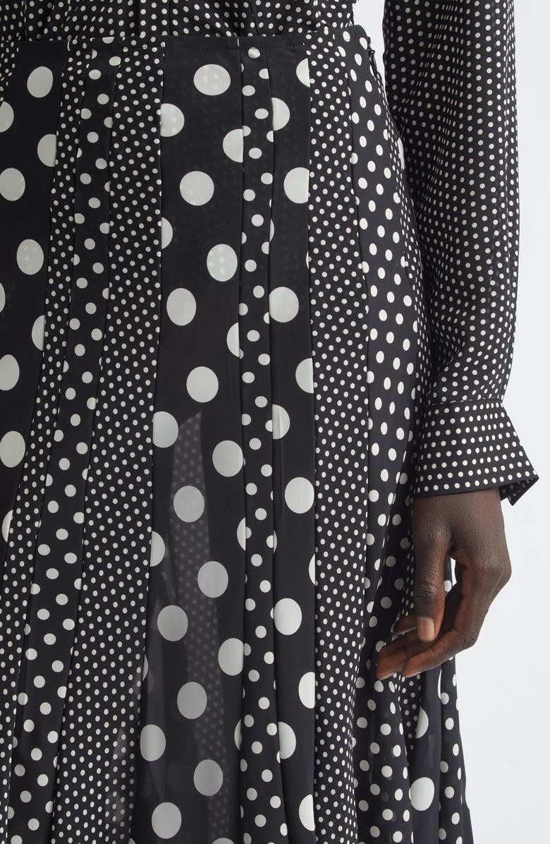 Junya Watanabe Polka Dot Georgette Midi Skirt, Alternate, color, Black/ White