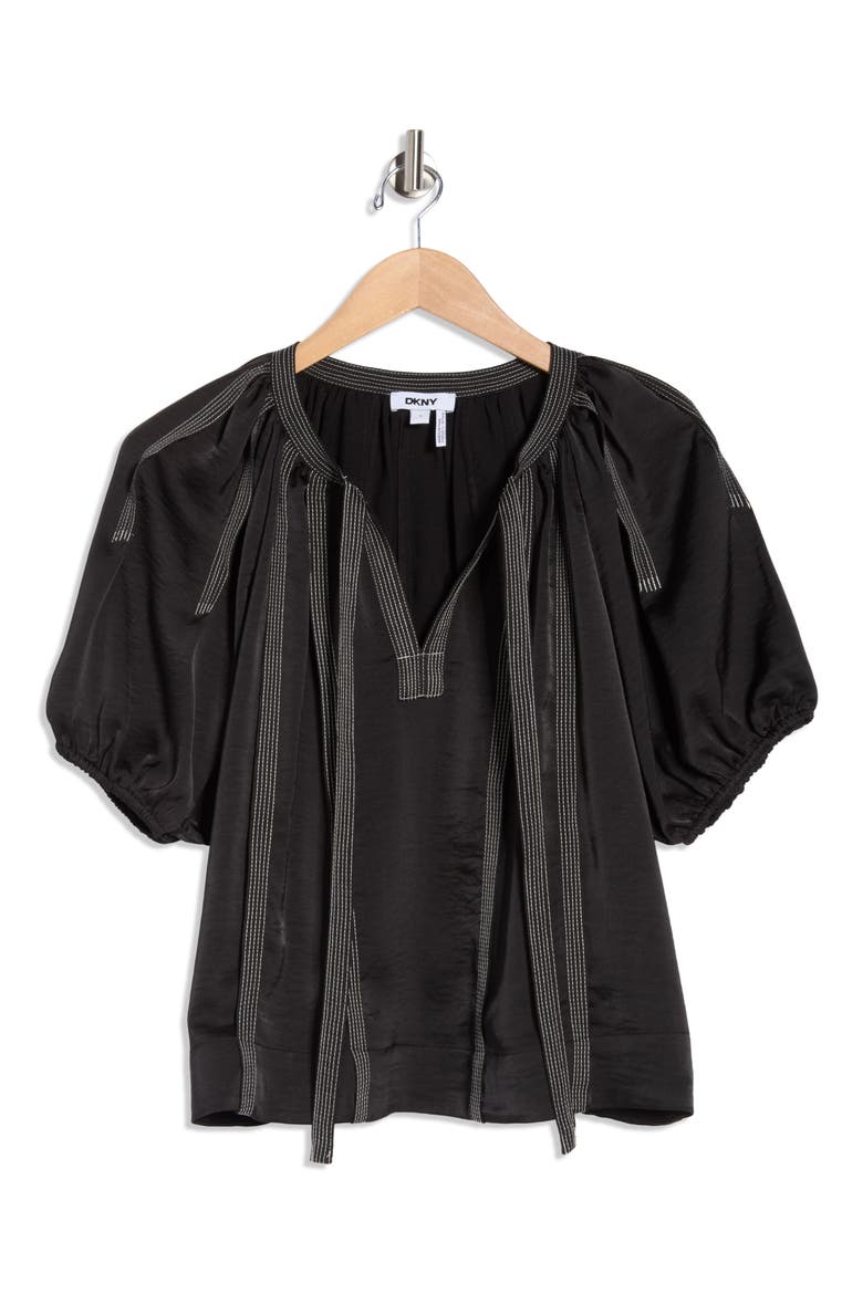 Contrast Stitch Top, Alternate, color, BLACK
