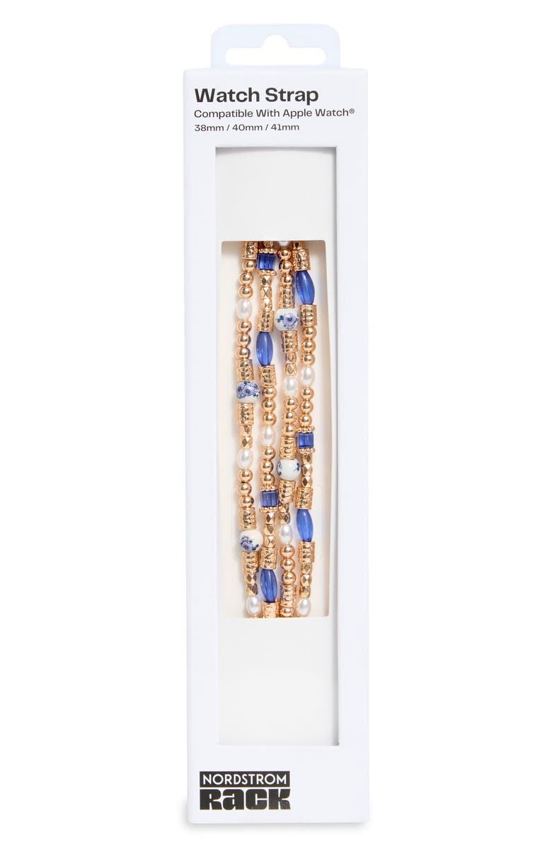 NORDSTROM RACK Beaded Smart Watch Strap, Alternate, color, Blue Multi- Gold