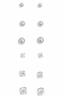 NORDSTROM RACK Set of 6 Ball & Cubic Zirconia Stud Earrings