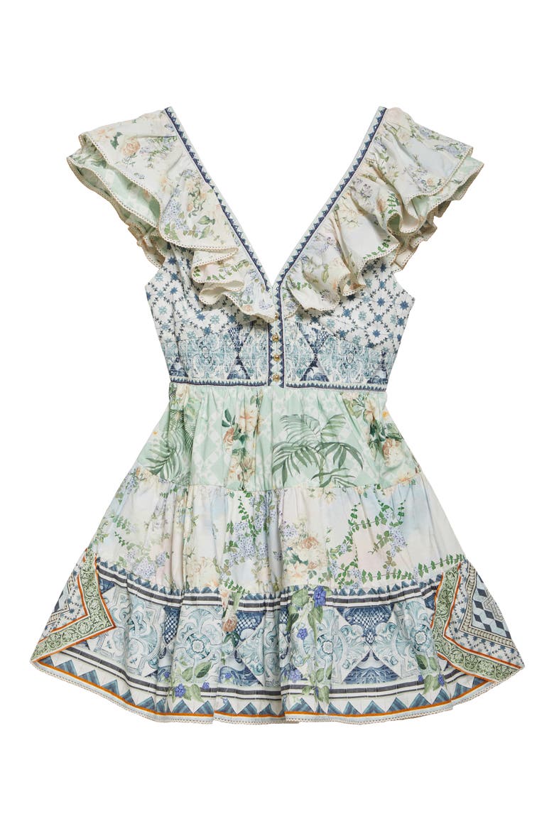 Tiered Ruffle Organic Cotton Poplin Minidress, Alternate, color, JARDIM PARTY