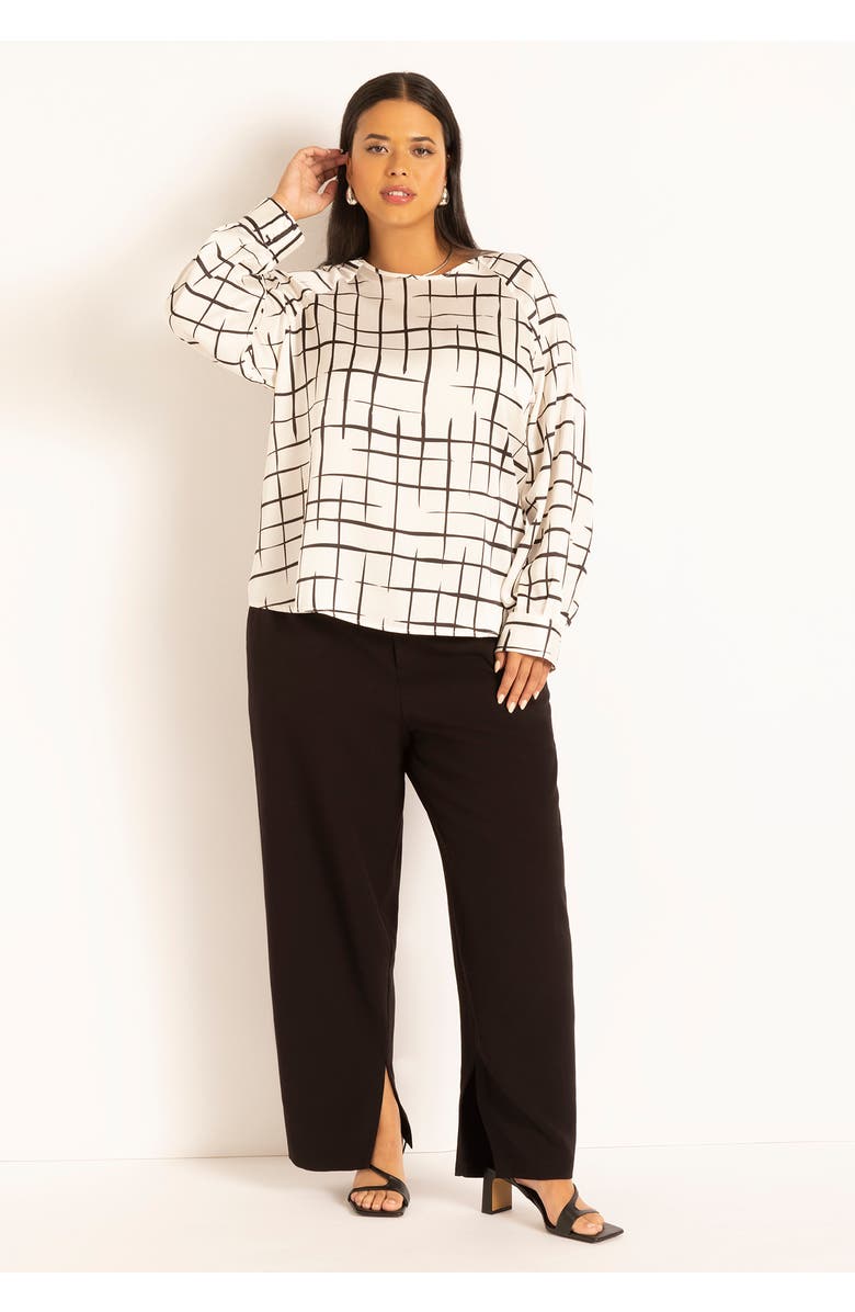 ELOQUII Raglan Sleeve Printed Blouse, Alternate, color,