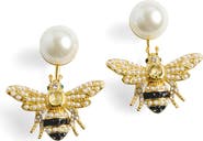 Bill Skinner Studio Bejewelled Pearl Bee Earrings