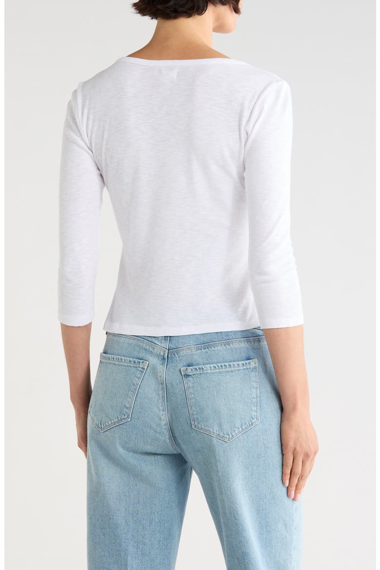Rowena 3/4 Sleeve Henley Top, Alternate, color, WHITE
