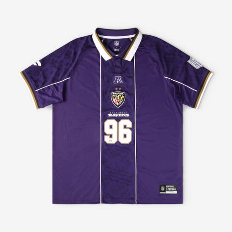 Men's Fanatics Purple Baltimore Ravens Football x Football Collared Fan Top