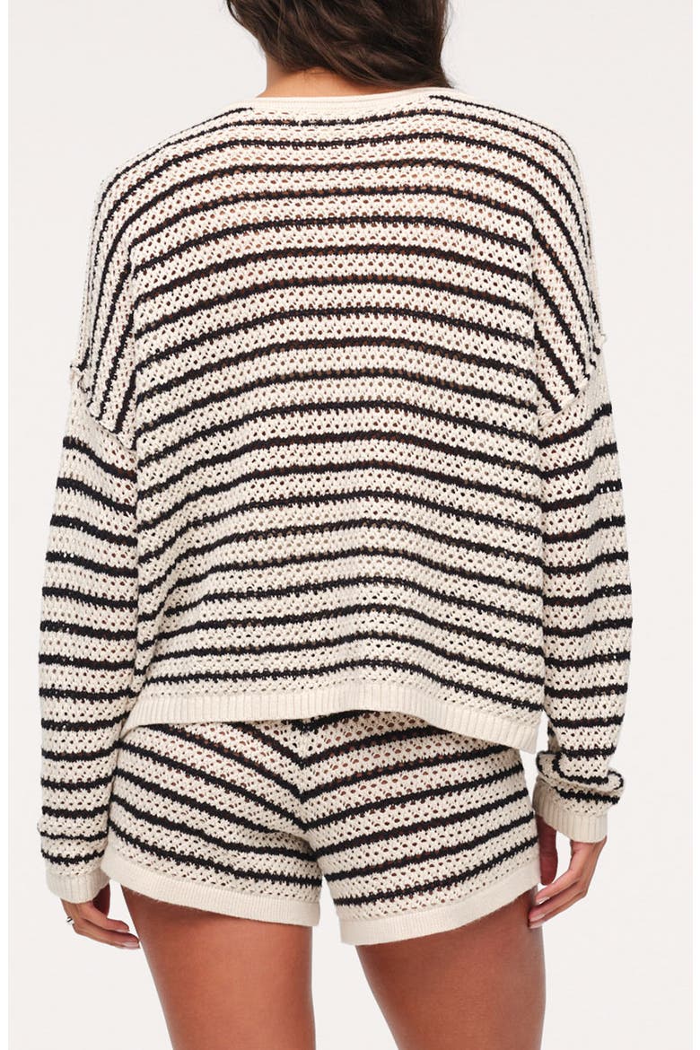 Stripe Crochet Sweater, Alternate, color, BONE STRIPE