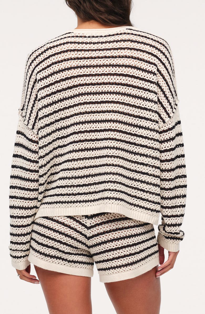 nuuds Stripe Crochet Sweater, Alternate, color, Bone Stripe