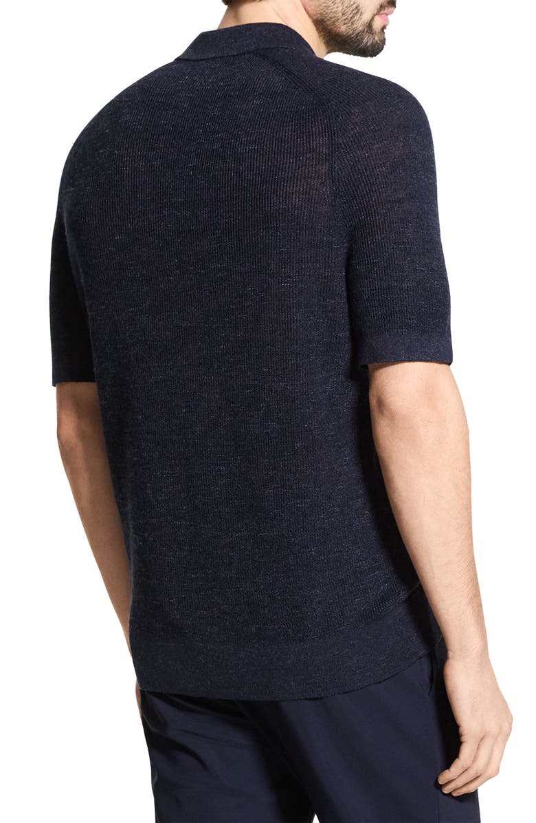 Theory Pacific Line Short Sleeve Linen & Cotton Blend Cardigan, Alternate, color, Baltic