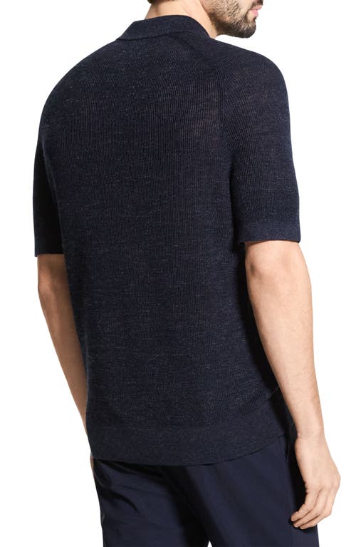Theory Short Sleeve Linen Button Down Shirt In Blue