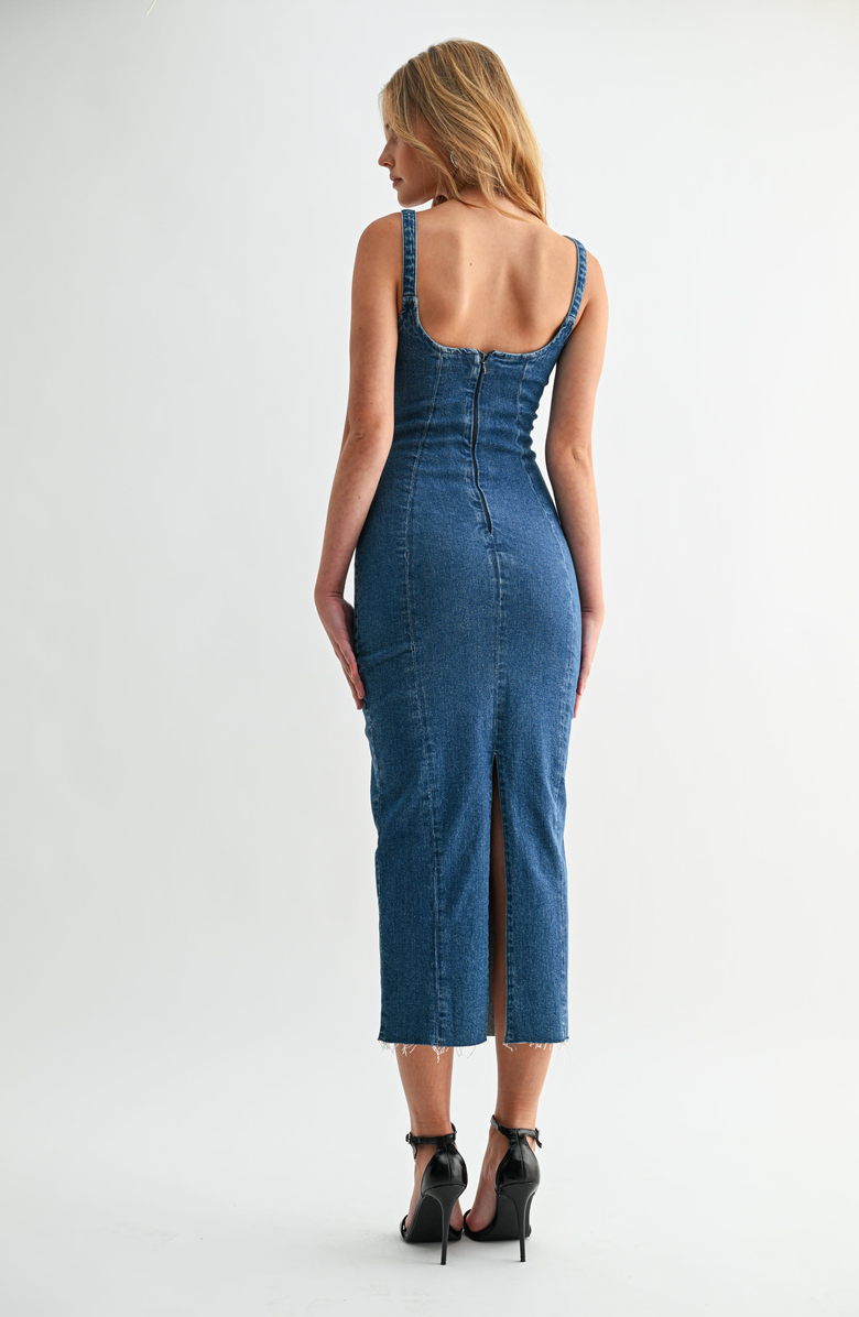 Jemina Denim Seamed Denim Dress, Alternate, color, Denim Blue