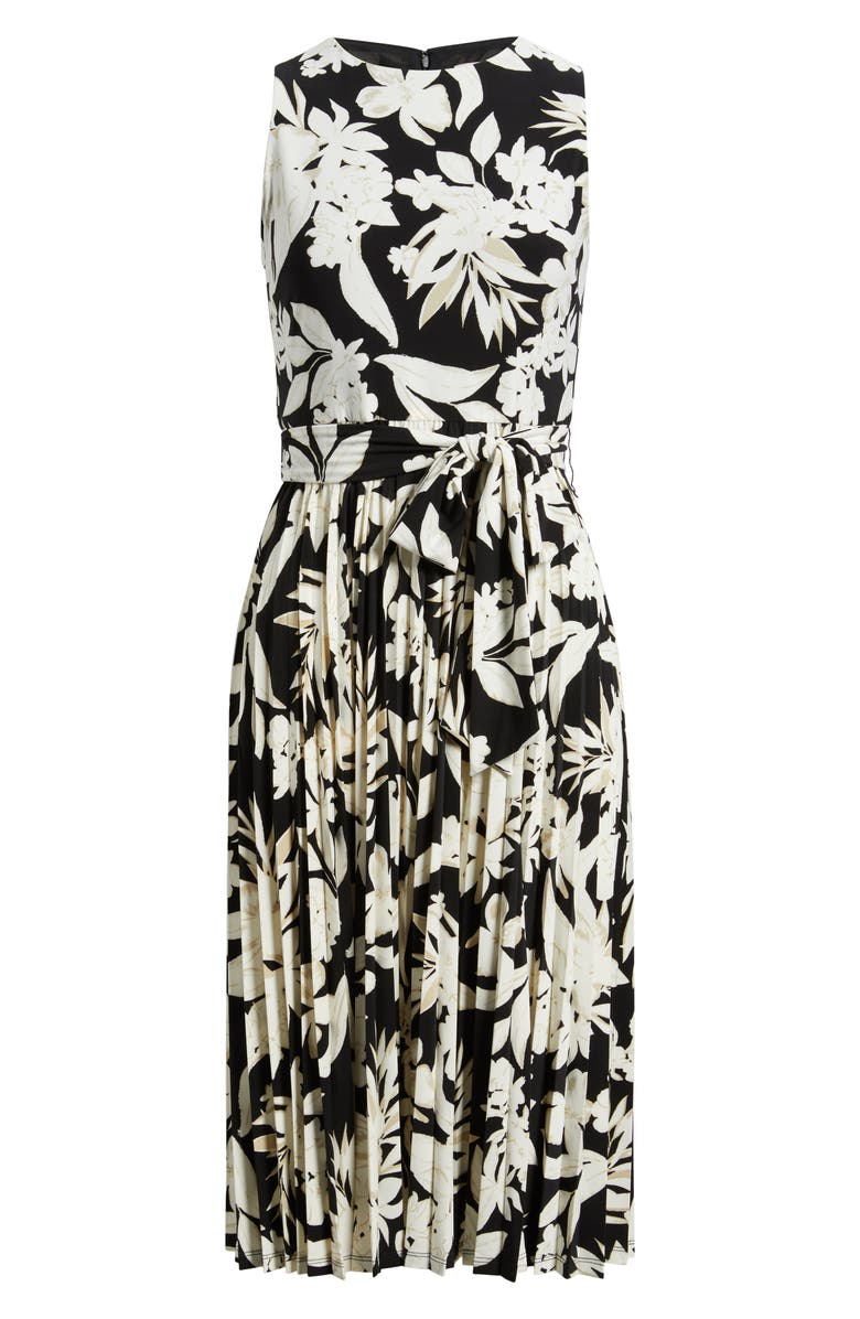 Anne Klein Floral Print Sleeveless Pleat Dress, Alternate, color,