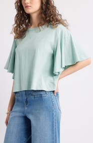 Treasure & Bond Flutter Sleeve Cotton T-Shirt