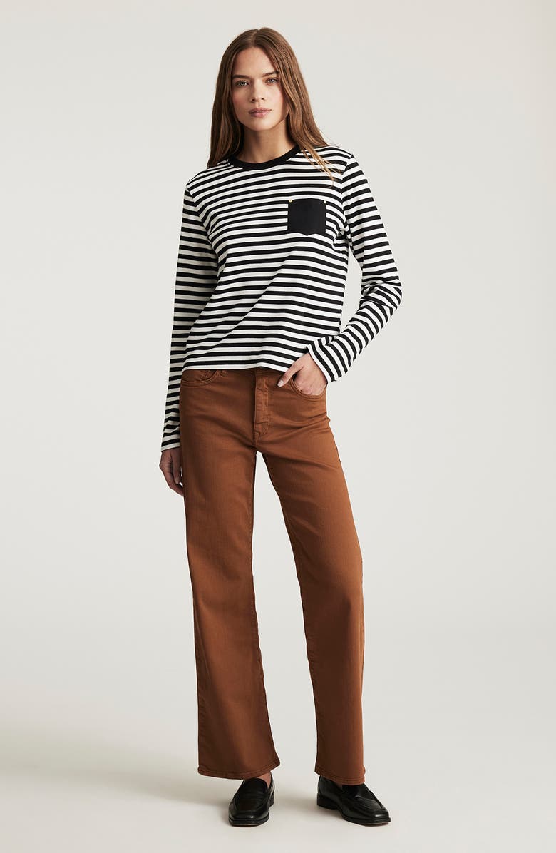 Mavi Jeans Stripe Long Sleeve Pocket T-Shirt, Alternate, color, Black White Stripe