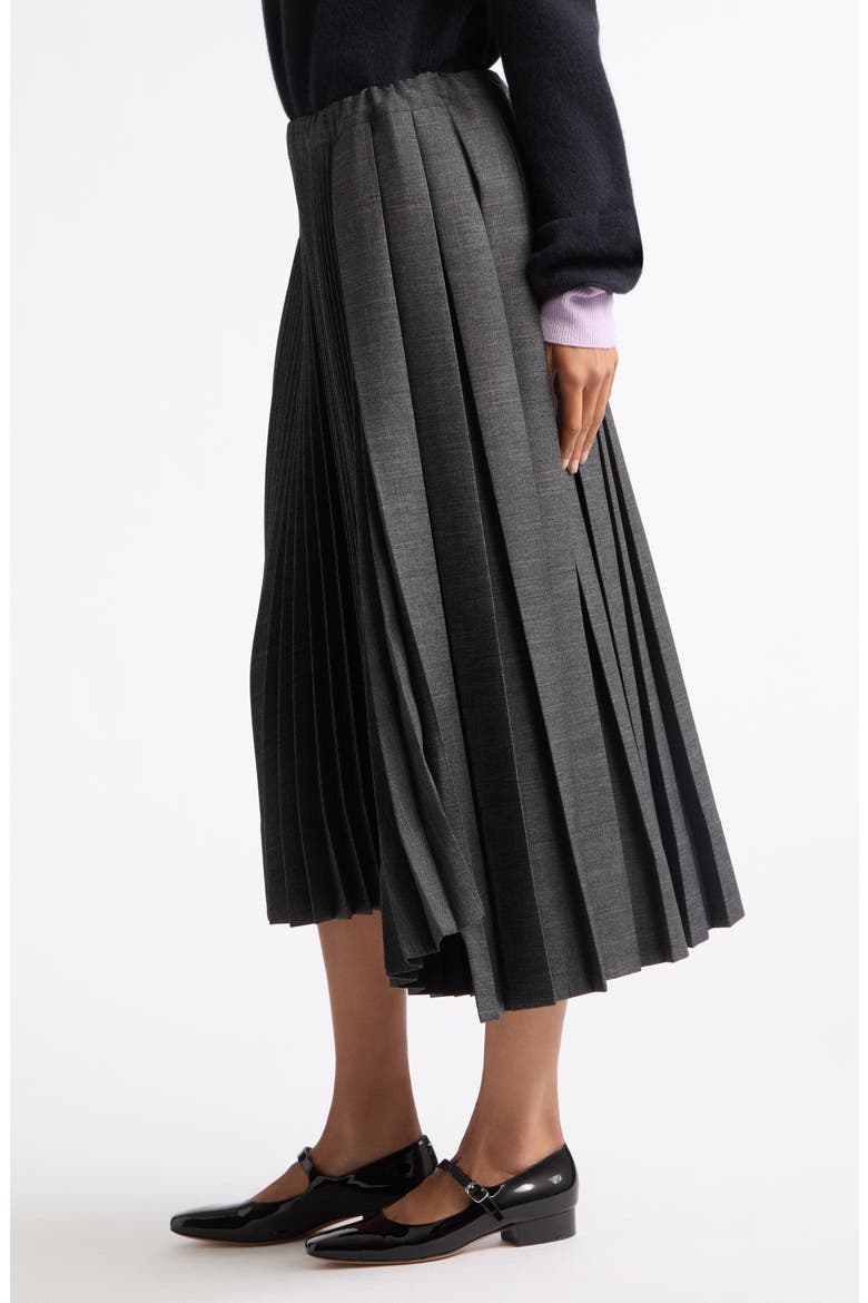 Layered Pleated Midi Skirt, Alternate, color, MELANGE BLACK/ WHITE