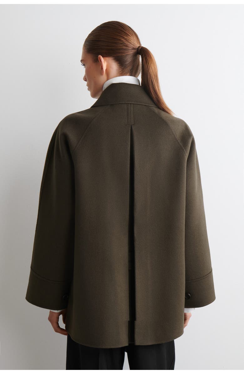COS Mock-Neck Double-Faced Wool Short Coat, Alternate, color, Brown