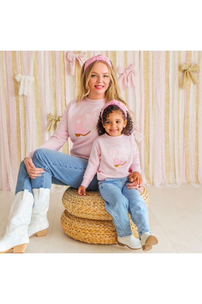 Bandana Cowgirl Patch Western Women's Sweatshirt, Alternate, color, Ballet Pink