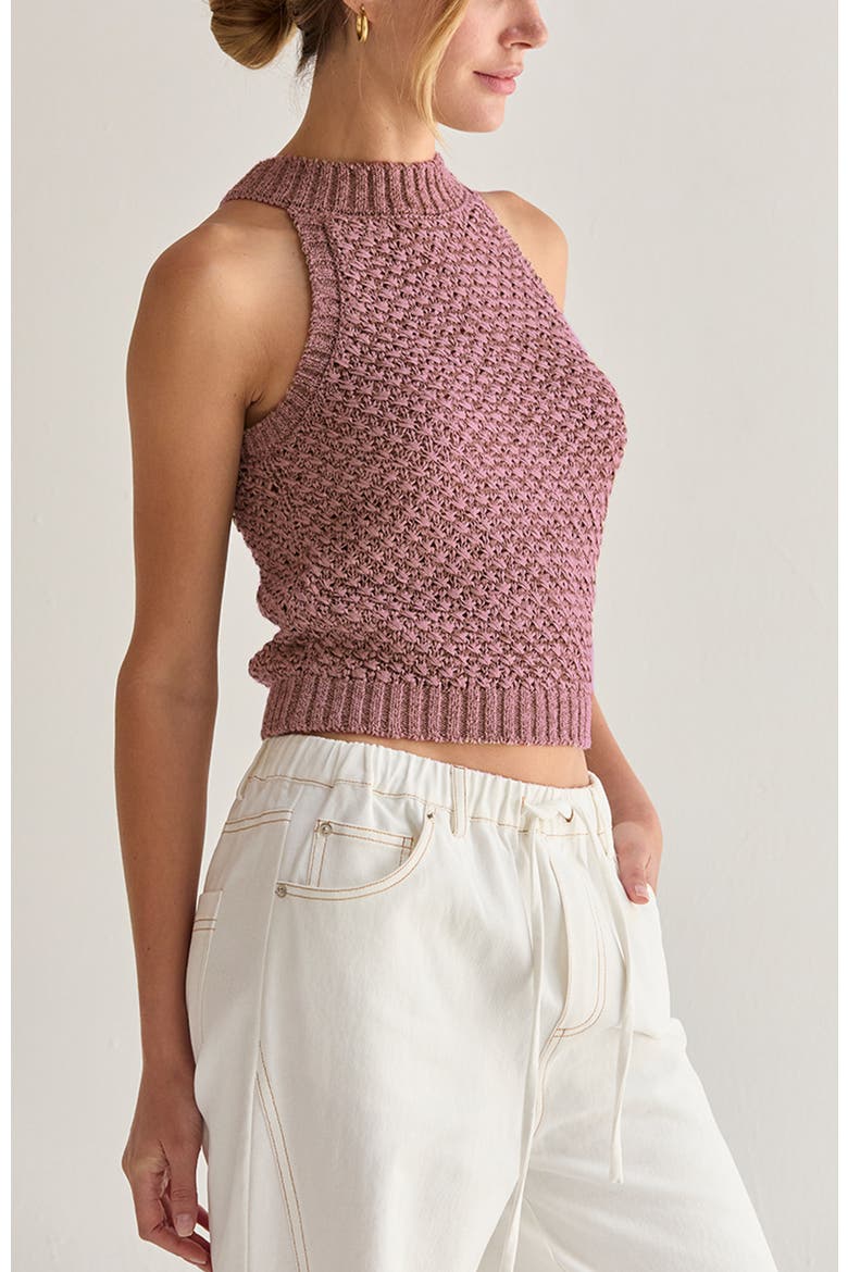 Basket Weave Halter Knit Top, Alternate, color, Mauve