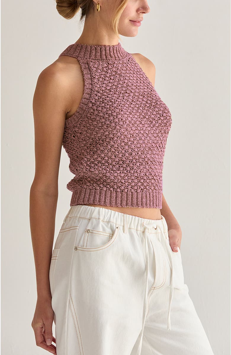 CRESCENT Basket Weave Halter Knit Top, Alternate, color, Mauve