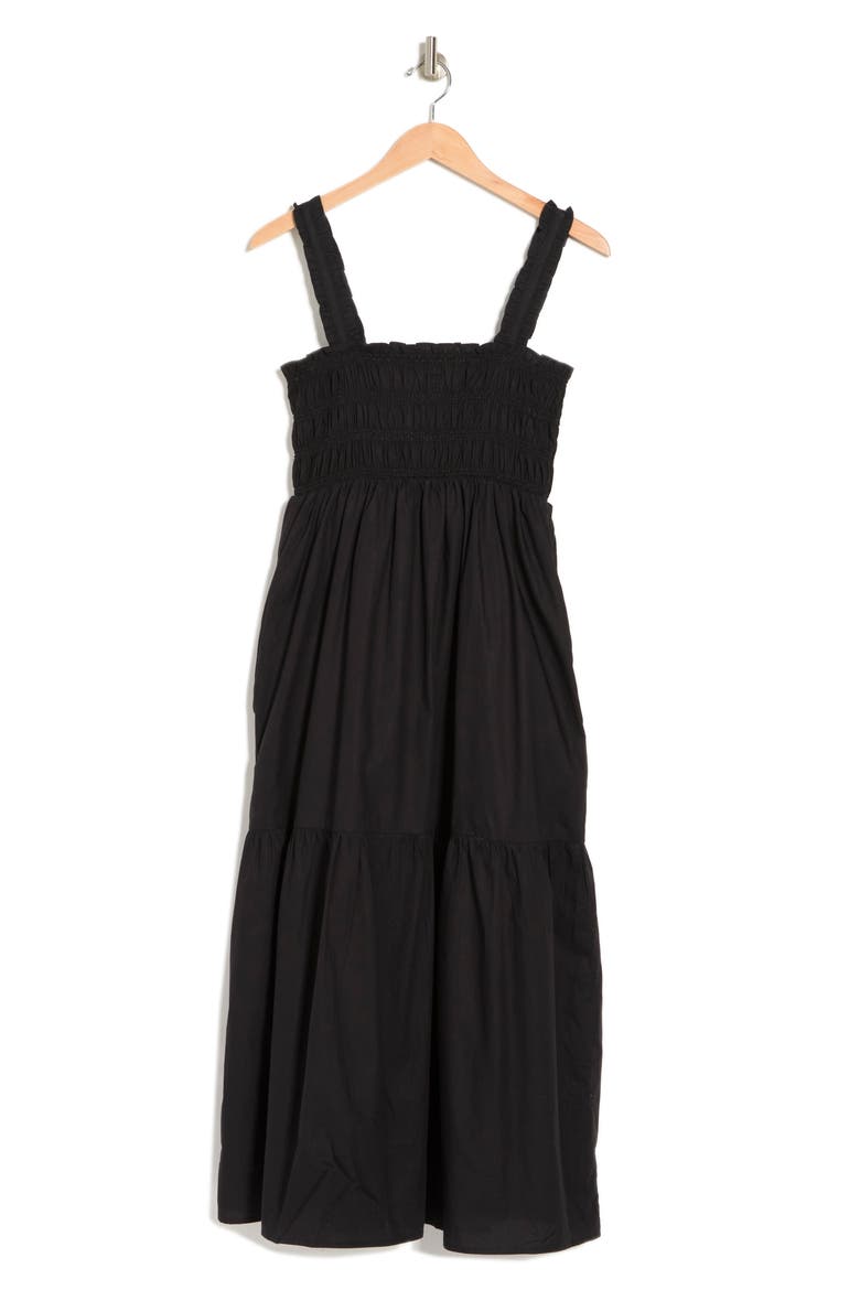 Ezeke Poplin Midi Dress, Alternate, color, BLACK