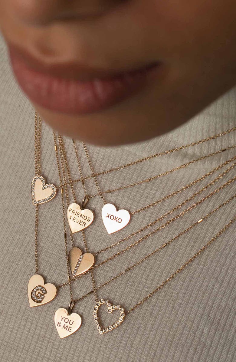 Zoë Chicco 14K Gold Diamond Heart Pendant Necklace, Alternate, color, 14K Yellow Gold