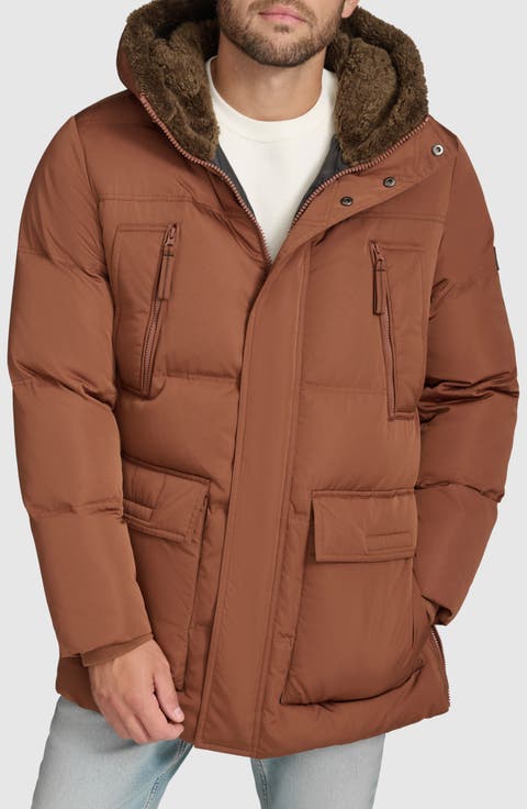 Essential Water Resistant Faux Shearling Lined Down & Feather Insulated Puffer Parka