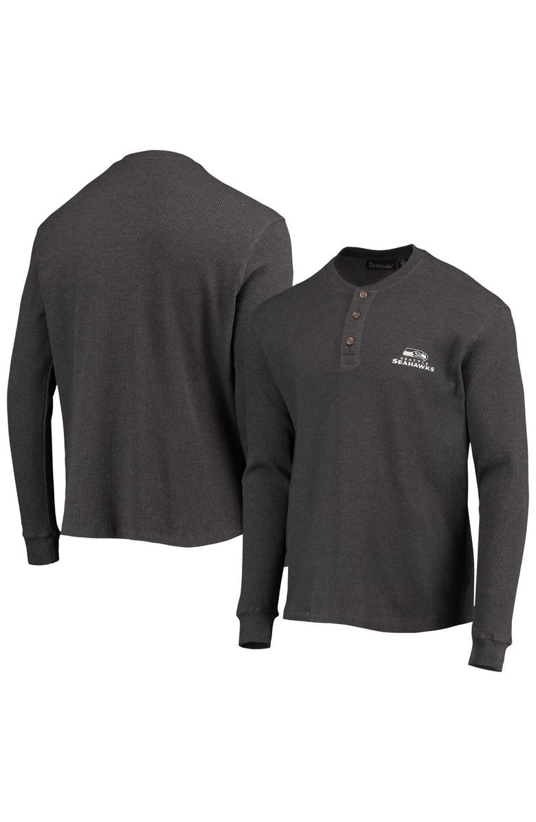 DUNBROOKE Men's Dunbrooke Heathered Gray Seattle Seahawks Logo Maverick Thermal Henley Long Sleeve T-Shirt, Main, color, Heather Gray