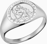 Oradina Mens Guardian Signet Ring in Sterling Silver