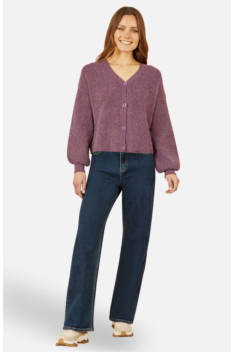Marl Knit Cardigan, Alternate, color, Purple