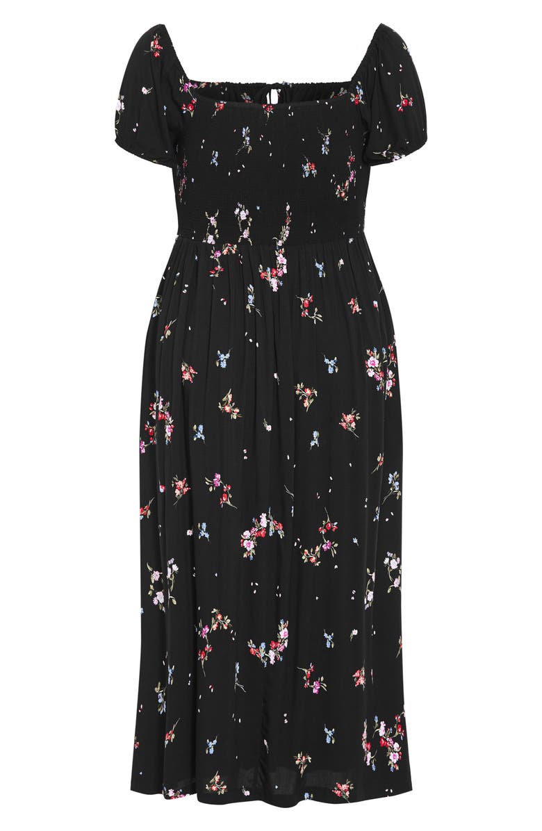 City Chic Abbie Floral Print Midi Dress, Alternate, color, Petal Bouquet Black