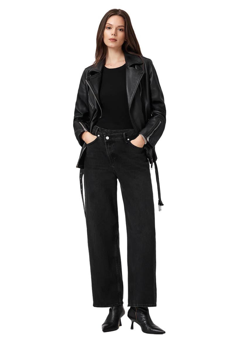 Aki Crossover Wide Leg Jeans, Alternate, color, WASHED BLACK