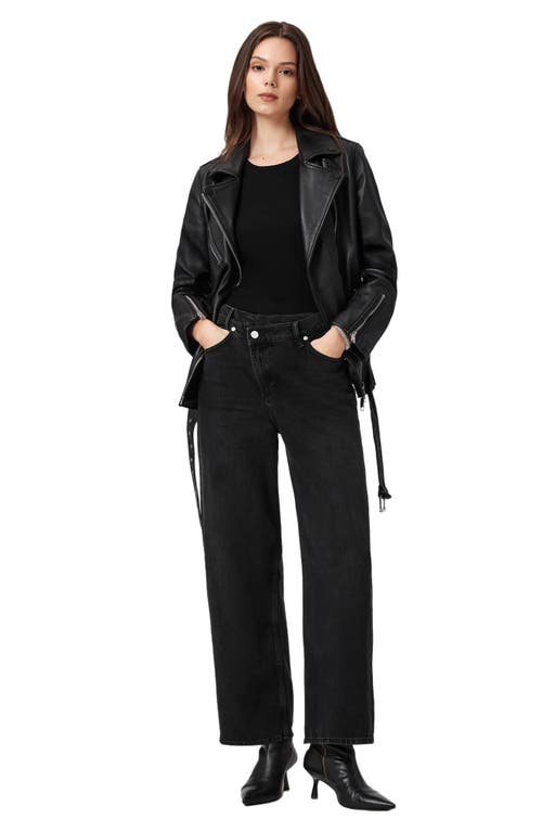 Allsaints Aki Crossover Wide Leg Jeans In Black