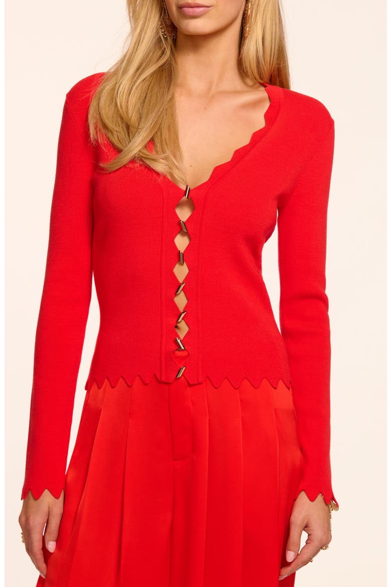 Emma Scallop Edge Cardigan, Main, color, CRIMSON