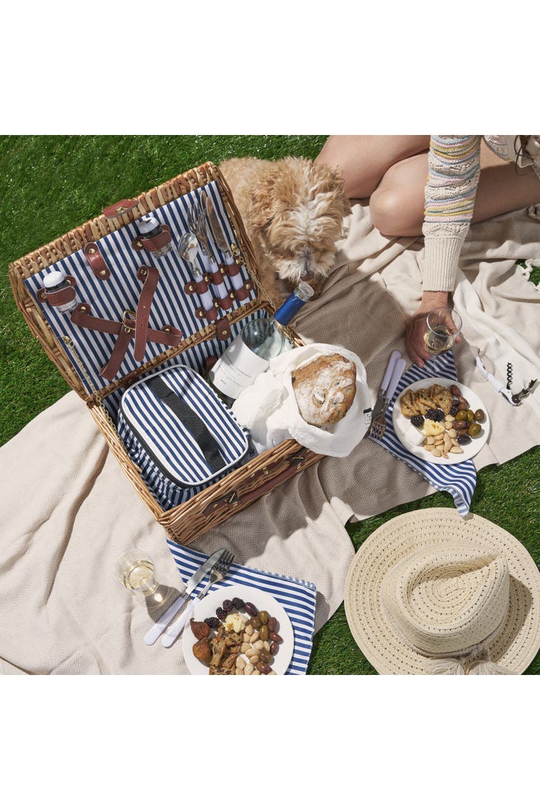 Newport Wicker Picnic Basket Set, Alternate, color, Brown