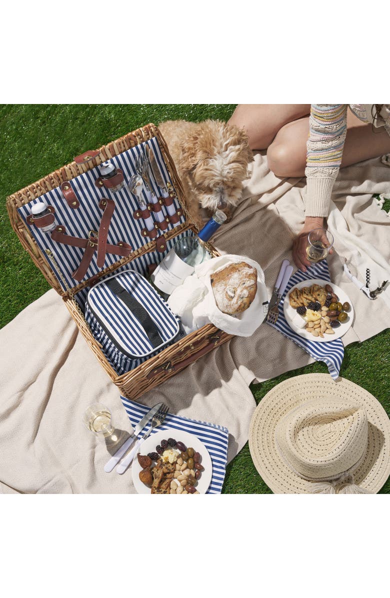 TWINE Newport Wicker Picnic Basket Set, Alternate, color, Brown