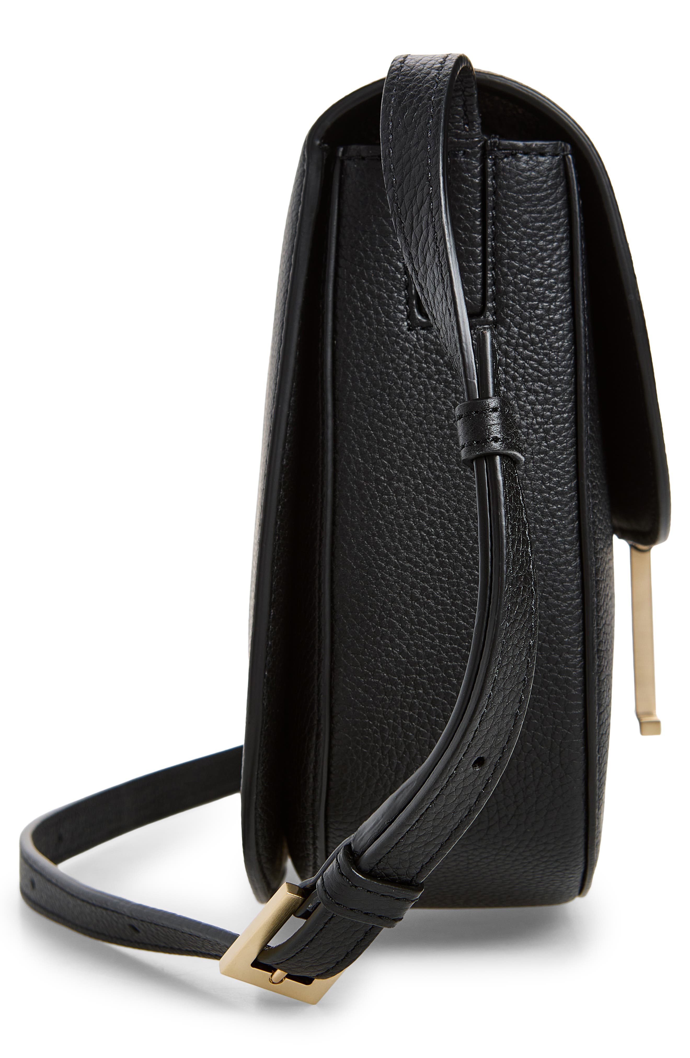 Medium Leather Crossbody Bag, Alternate, color, BLACK