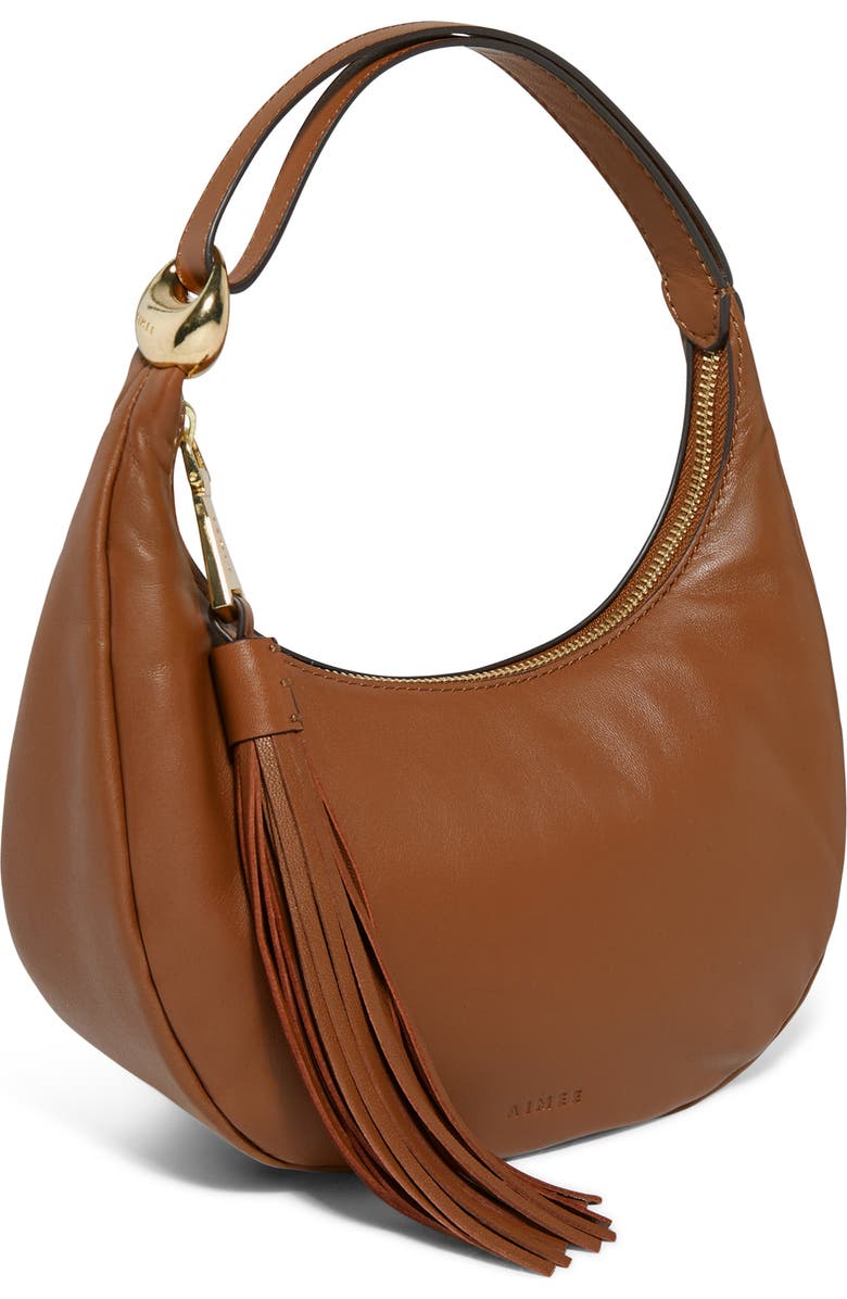 AIMEE Bloom Bean Bag Leather Moon Bag, Alternate, color, Chestnut