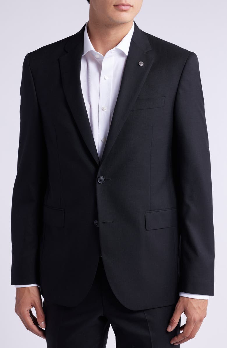 AllSaints Ross Slim Fit Solid Black Wool Sport Coat Suit Separate, Alternate, color, 