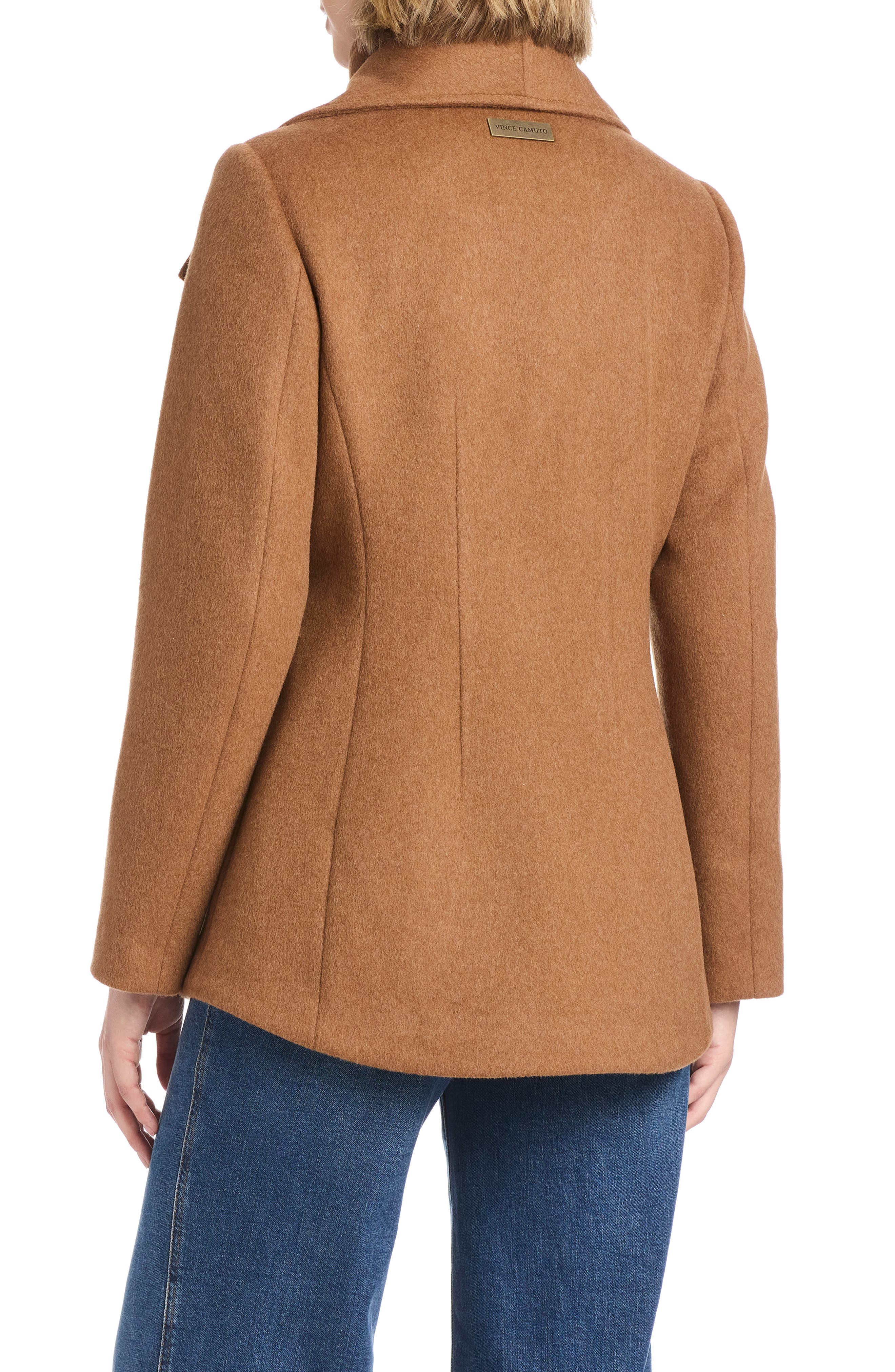 High-Low Hem Wool Blend Coat with Fixed Bib - image 4